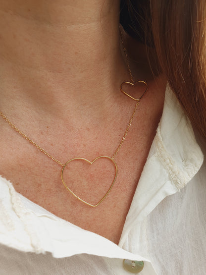 Collier duo de cœurs - doré