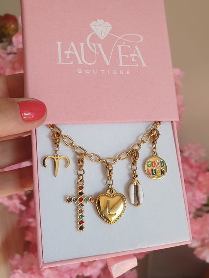 Bracelet petits maillons striés (personnalisable) - doré