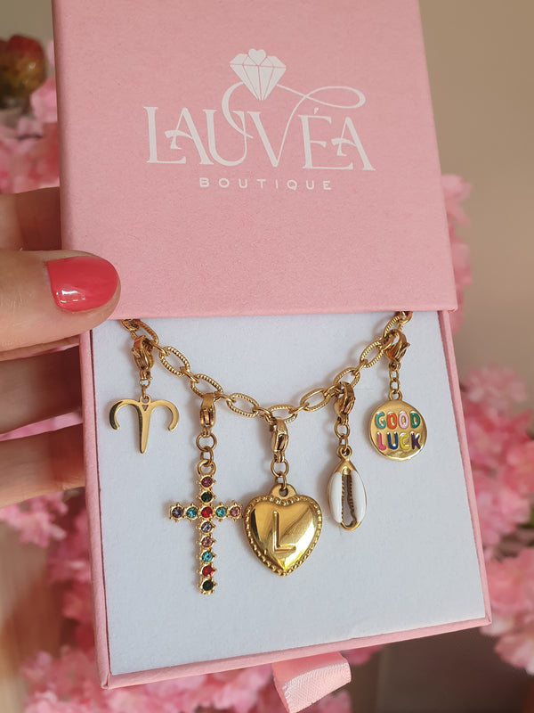 Bracelet petits maillons striés (personnalisable) - doré