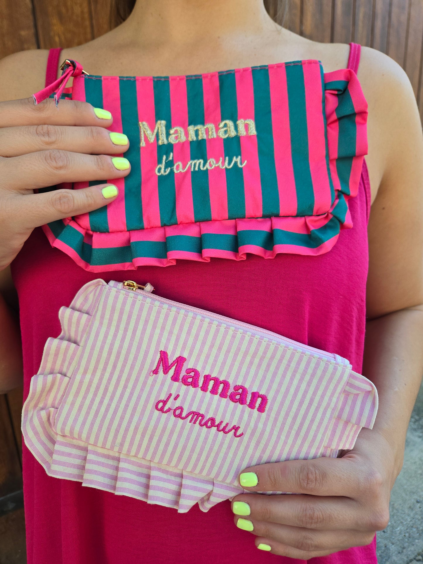 Pochette à rayures "Maman d’amour"