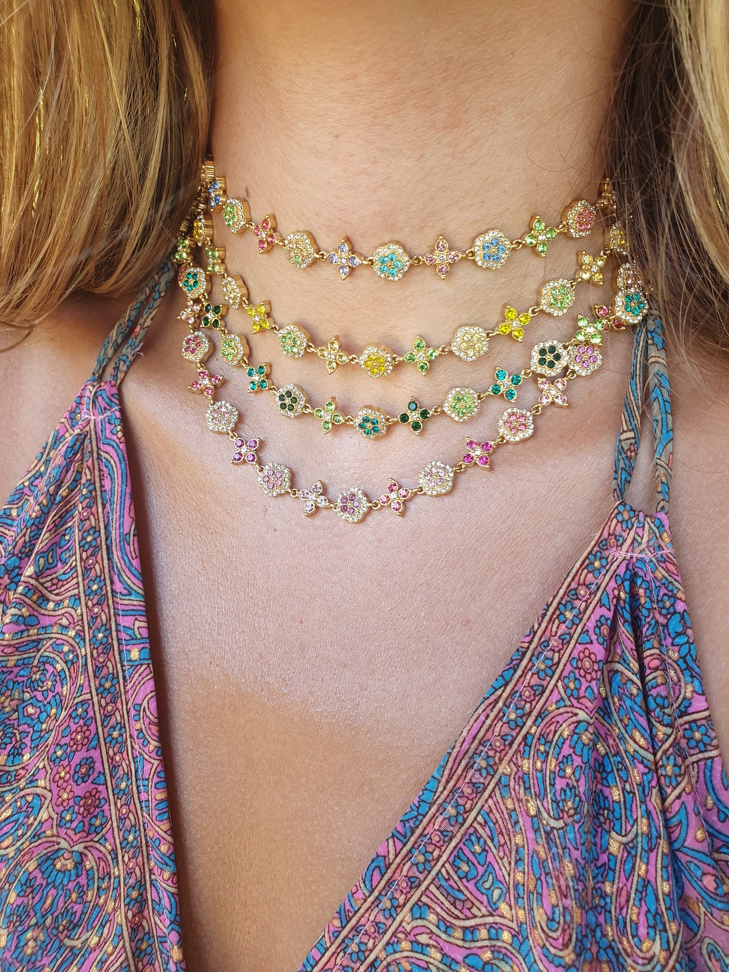 Collier ras de cou TAORMINA - multicolore