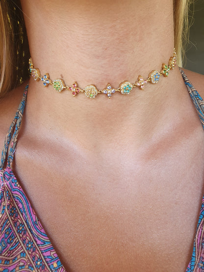 Collier ras de cou TAORMINA - multicolore