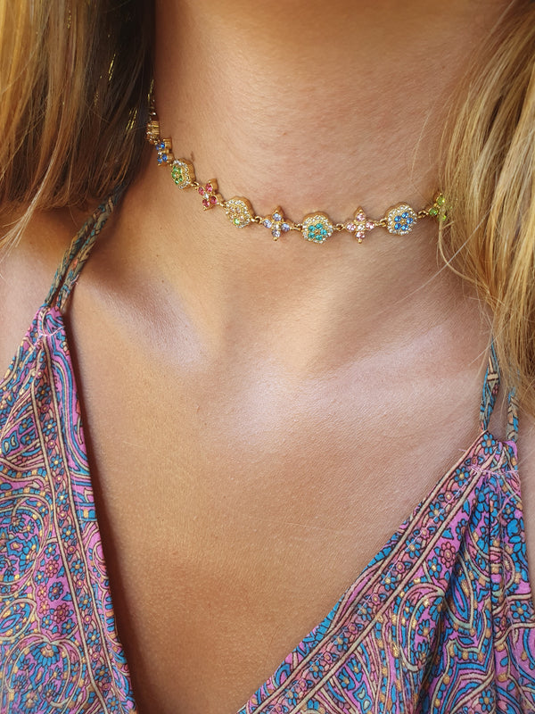 Collier ras de cou TAORMINA - multicolore