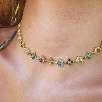 Collier ras de cou TAORMINA - tons verts