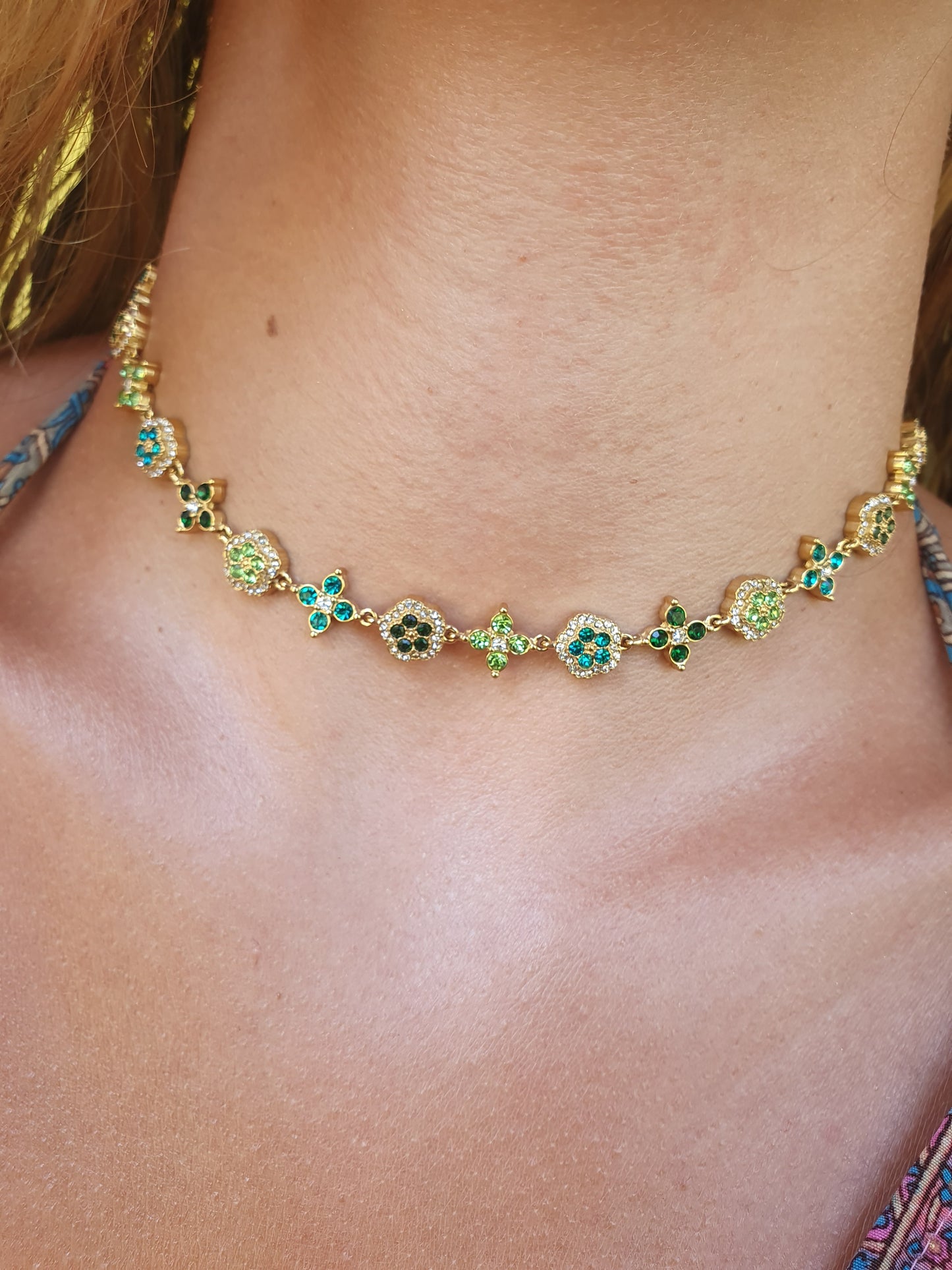 Collier ras de cou TAORMINA - tons verts