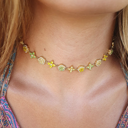 Collier ras de cou TAORMINA - tons jaunes/verts