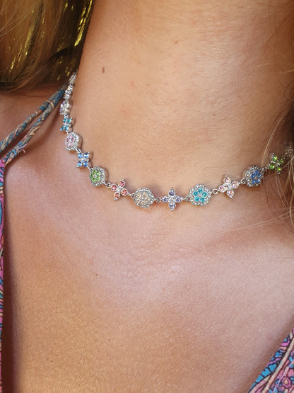 Collier ras de cou TAORMINA - multicolore/argenté