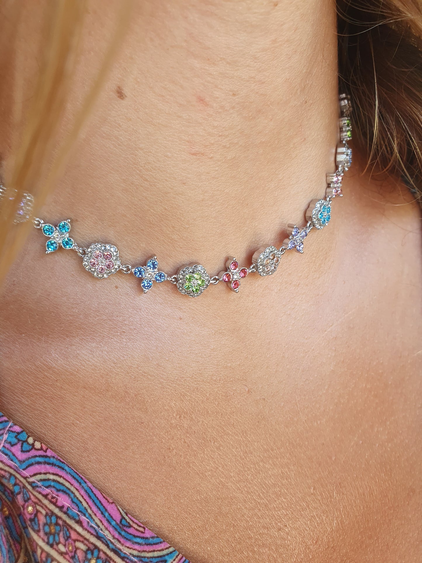 Collier ras de cou TAORMINA - multicolore/argenté