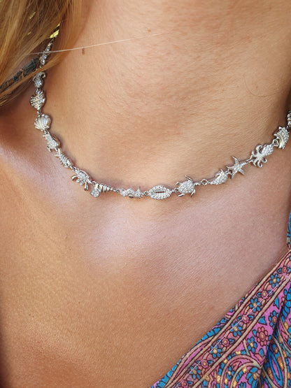Collier ras de cou OCEANIA - argenté