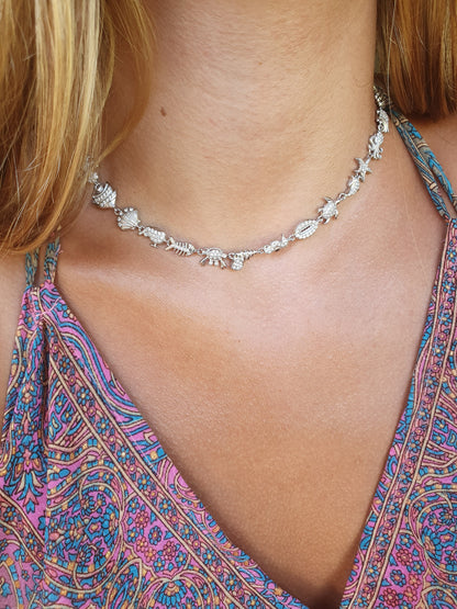 Collier ras de cou OCEANIA - argenté