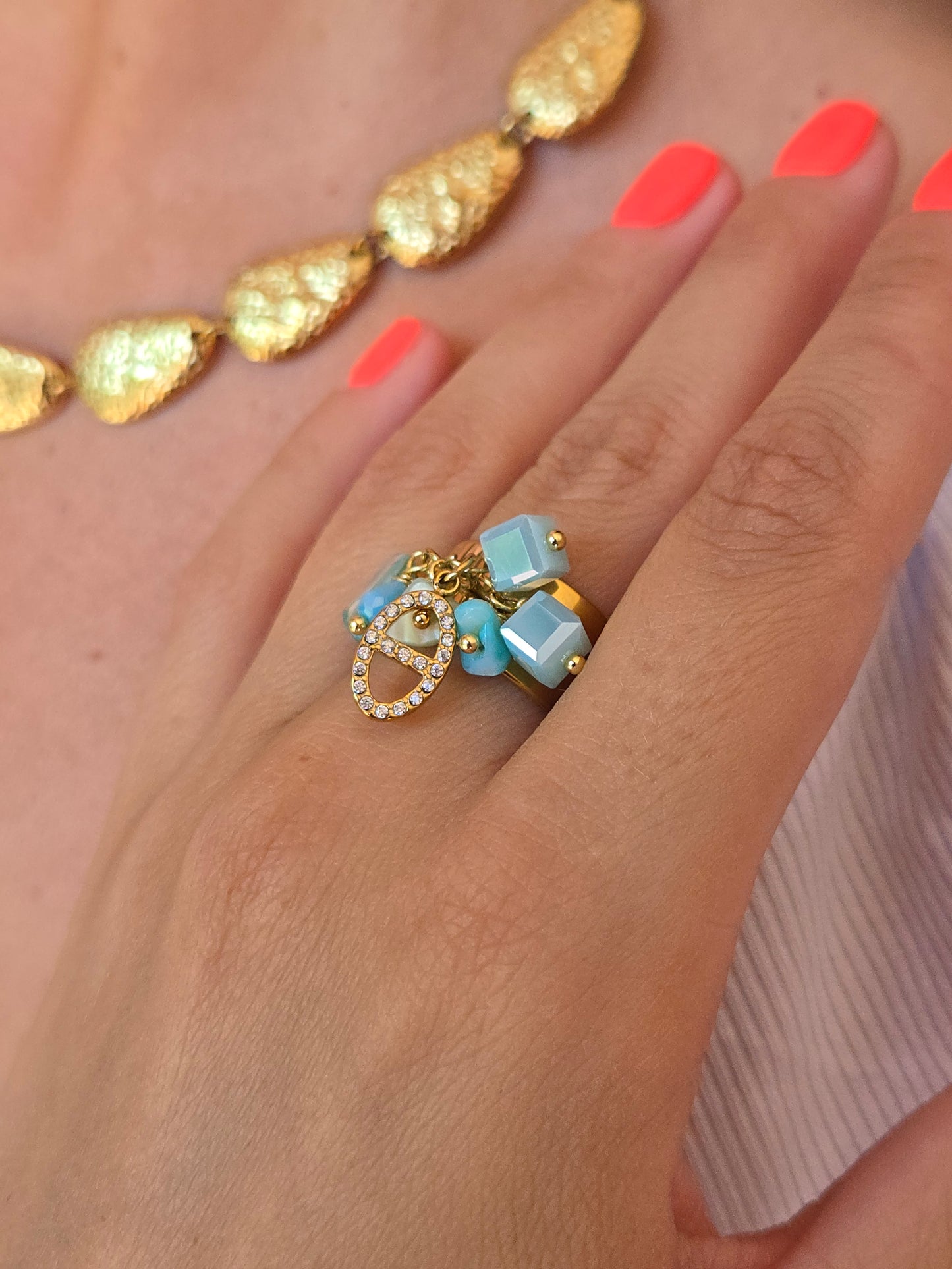Bague breloques maille marine - bleu