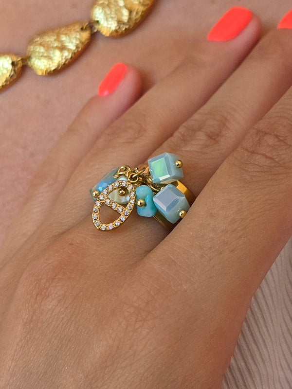 Bague breloques maille marine - bleu