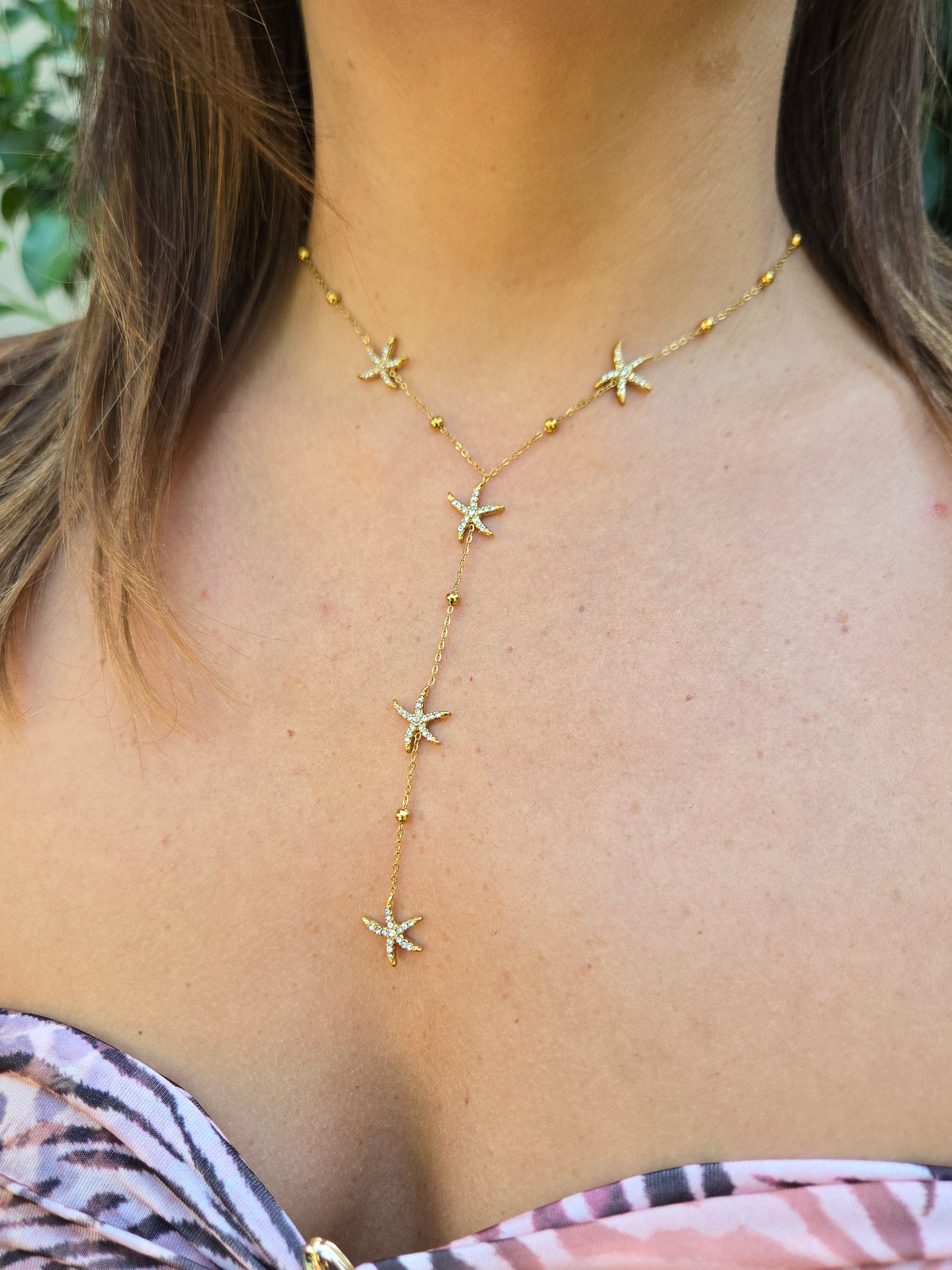 Sautoir étoiles de mer zircons