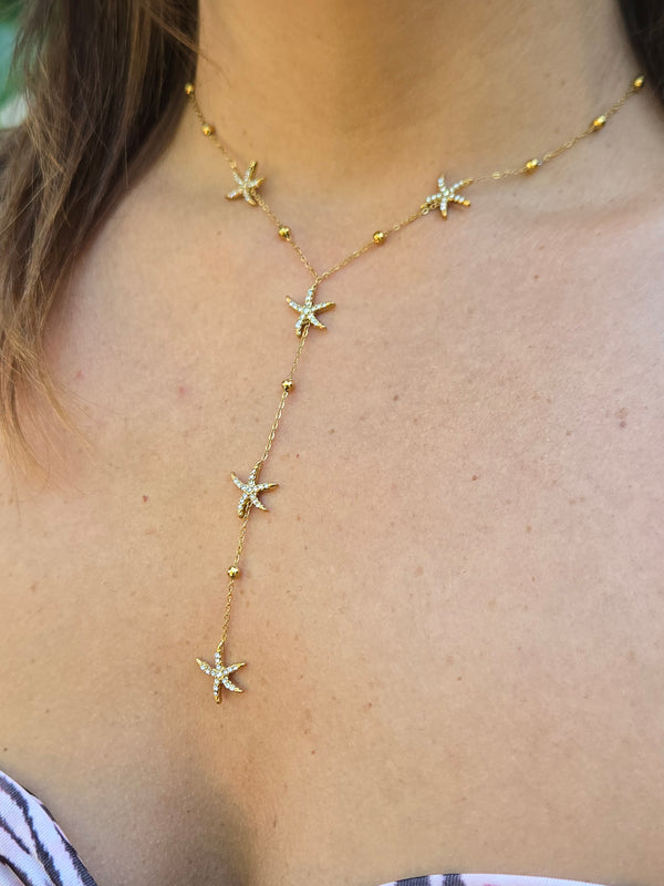 Sautoir étoiles de mer zircons