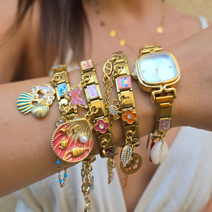 Montre Bracelet Italien dorée à personnaliser – KAIROS (cadran blanc)