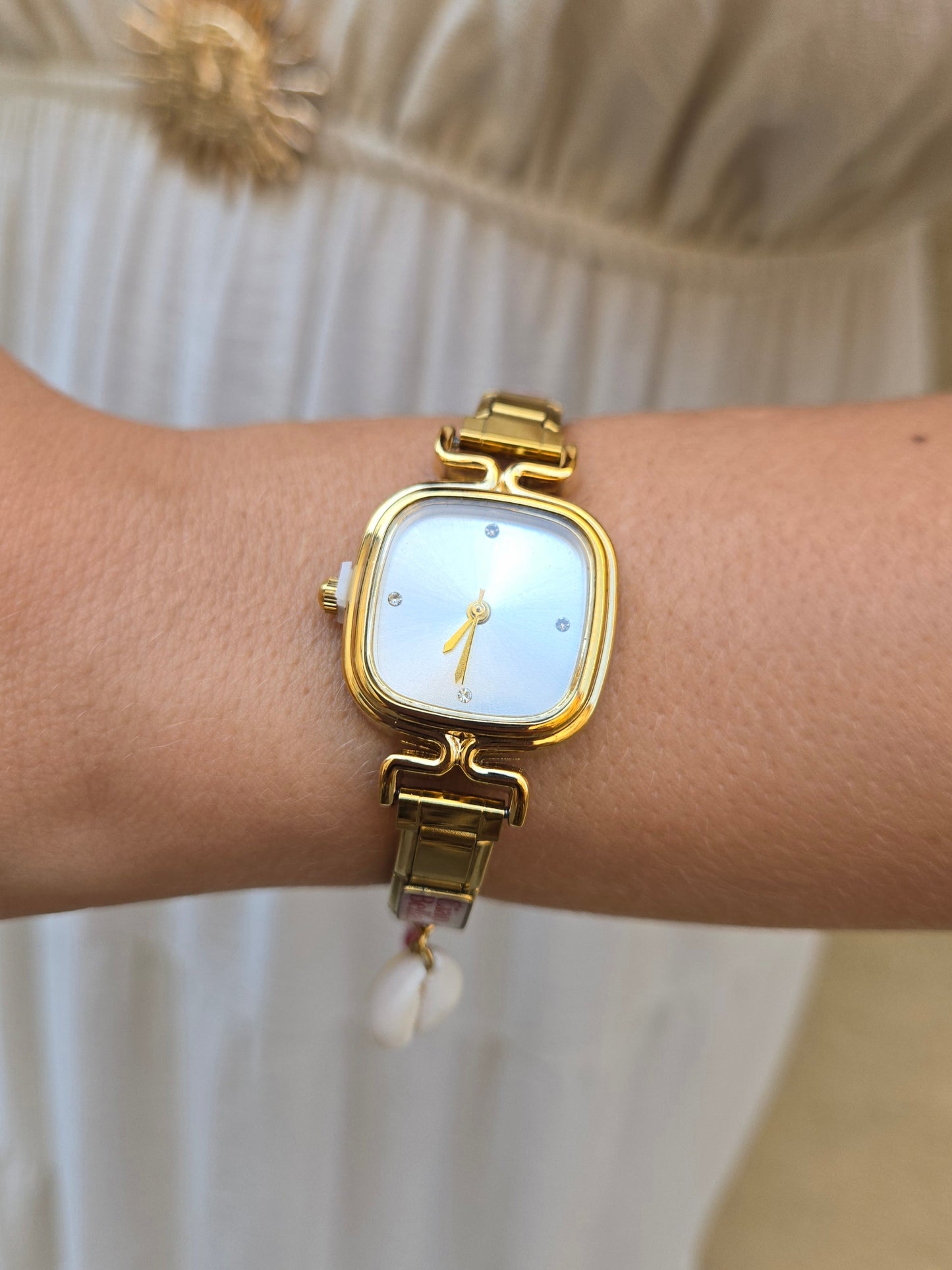 Montre Bracelet Italien dorée à personnaliser – KAIROS (cadran blanc)