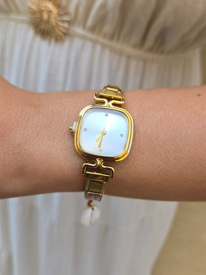 Montre Bracelet Italien dorée à personnaliser – KAIROS (cadran blanc)