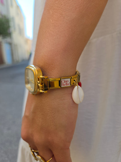 Montre Bracelet Italien dorée à personnaliser – KAIROS (cadran blanc)