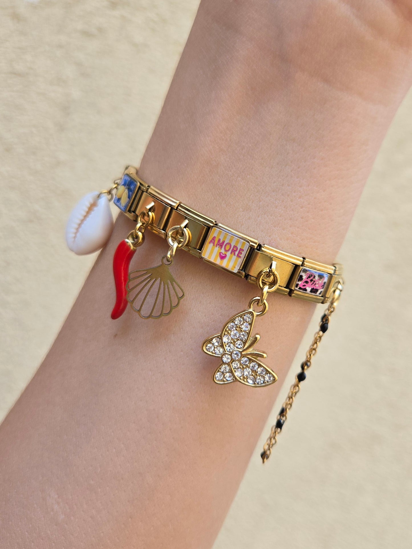 Montre Bracelet Italien dorée à personnaliser – KAIROS (cadran blanc)