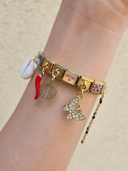 Montre Bracelet Italien dorée à personnaliser – KAIROS (cadran blanc)