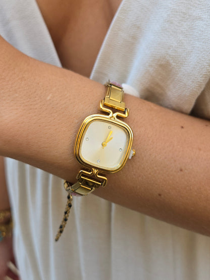 Montre Bracelet Italien dorée à personnaliser – KAIROS (cadran blanc)