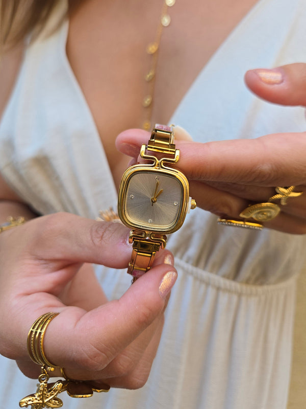Montre Bracelet Italien dorée à personnaliser – KAIROS (cadran blanc)