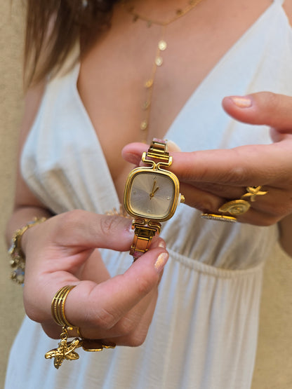Montre Bracelet Italien dorée à personnaliser – KAIROS (cadran blanc)