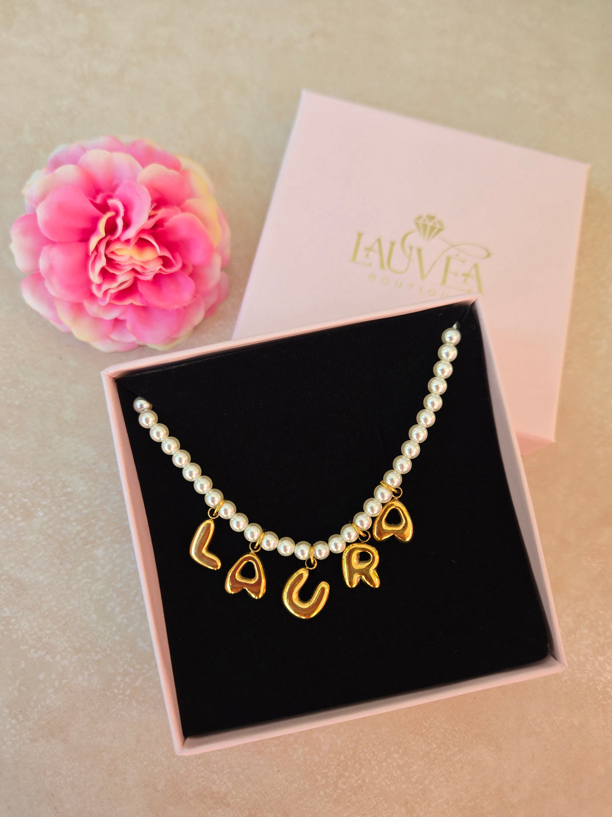 Collier prénom perles lettres bubble