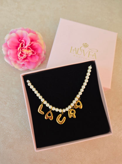 Collier prénom perles lettres bubble
