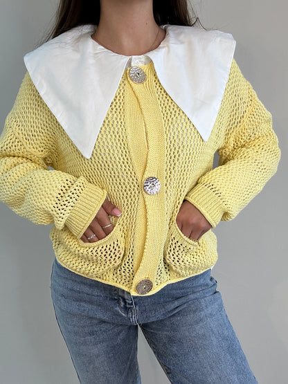 Gillet maille jaune