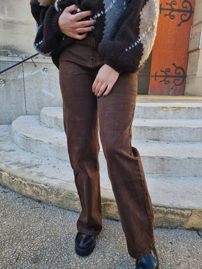 Pantalon taille haute chocolat