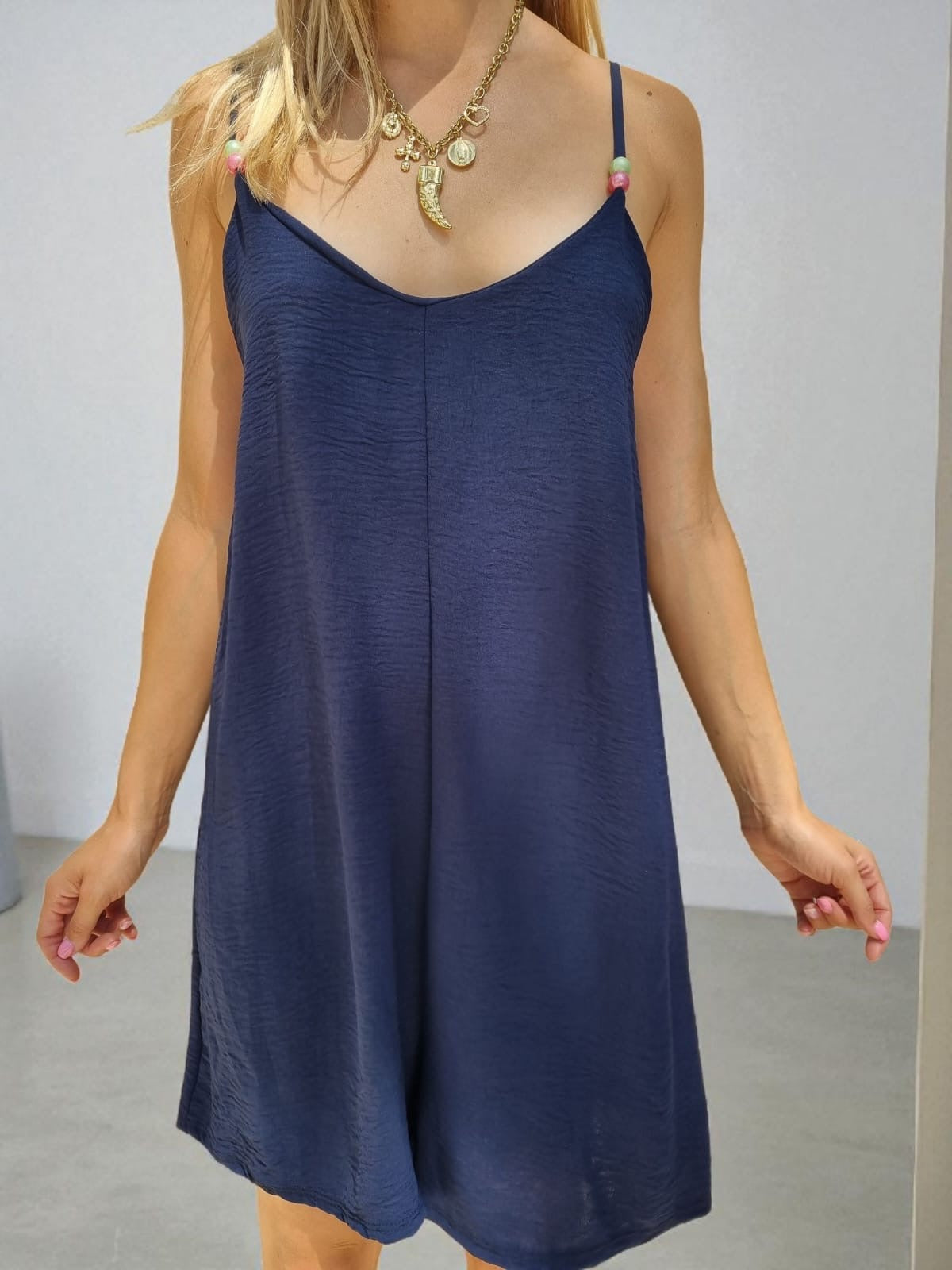 Combishort perlée - bleu marine