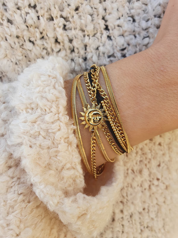 Bracelet multi-rangs Soleil - doré