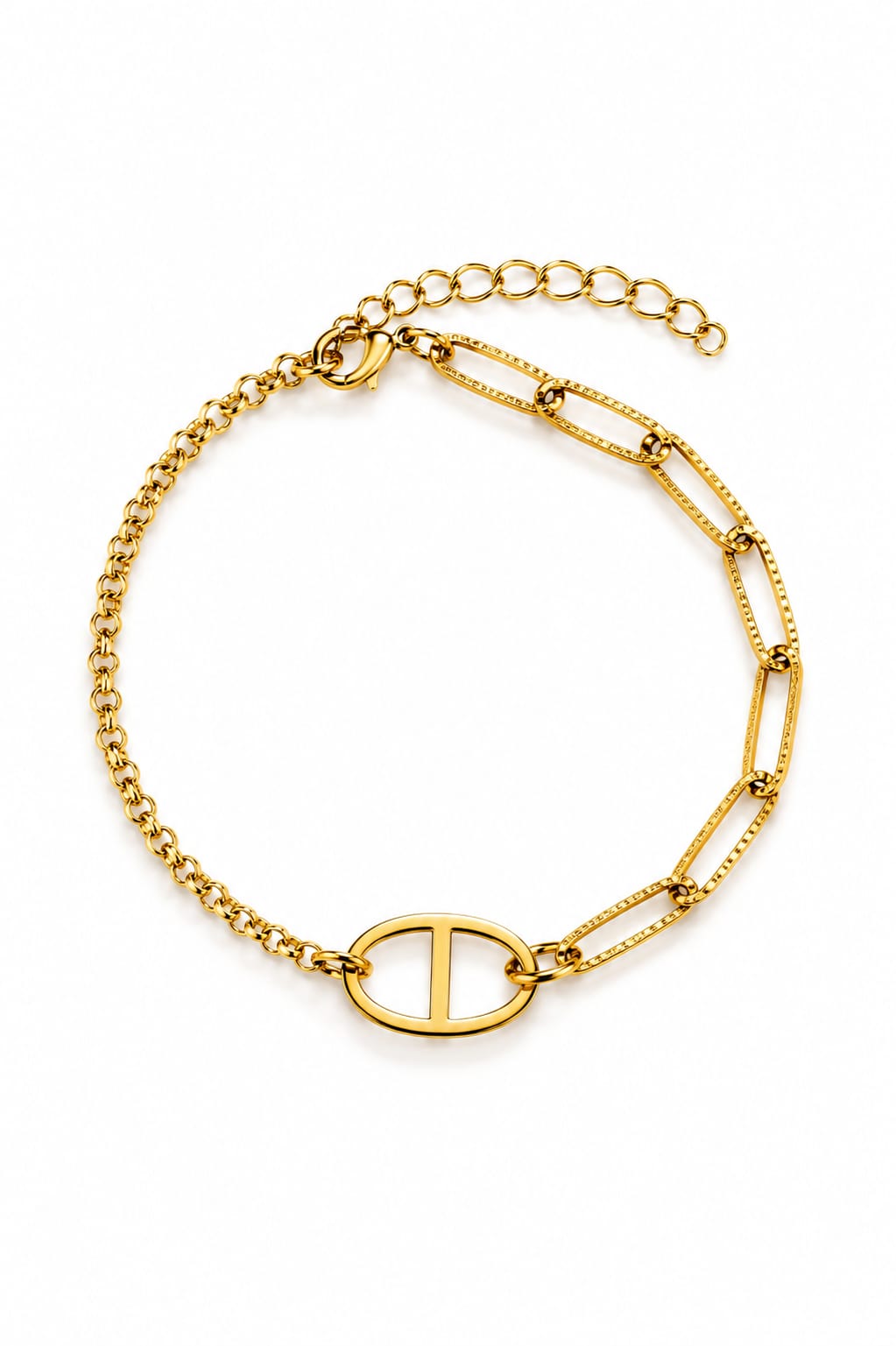Bracelet asymétrique maille marine - doré