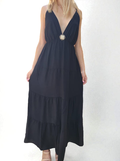 Robe longue soleil - noir