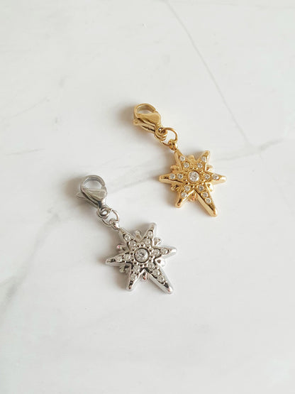 Charm étoile zircons - doré