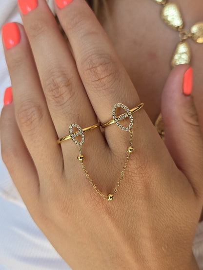 Double bague maille marine élégance