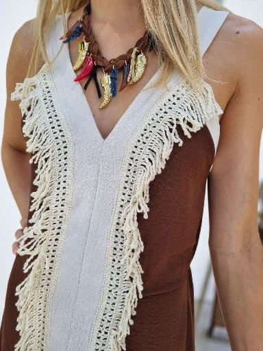 Robe longue ethnique - marron
