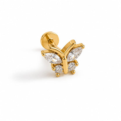 Piercing papillon zircons