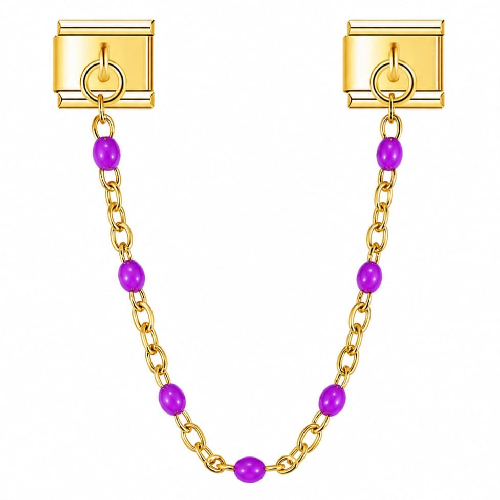 Double Charm italien chaînette perles violettes