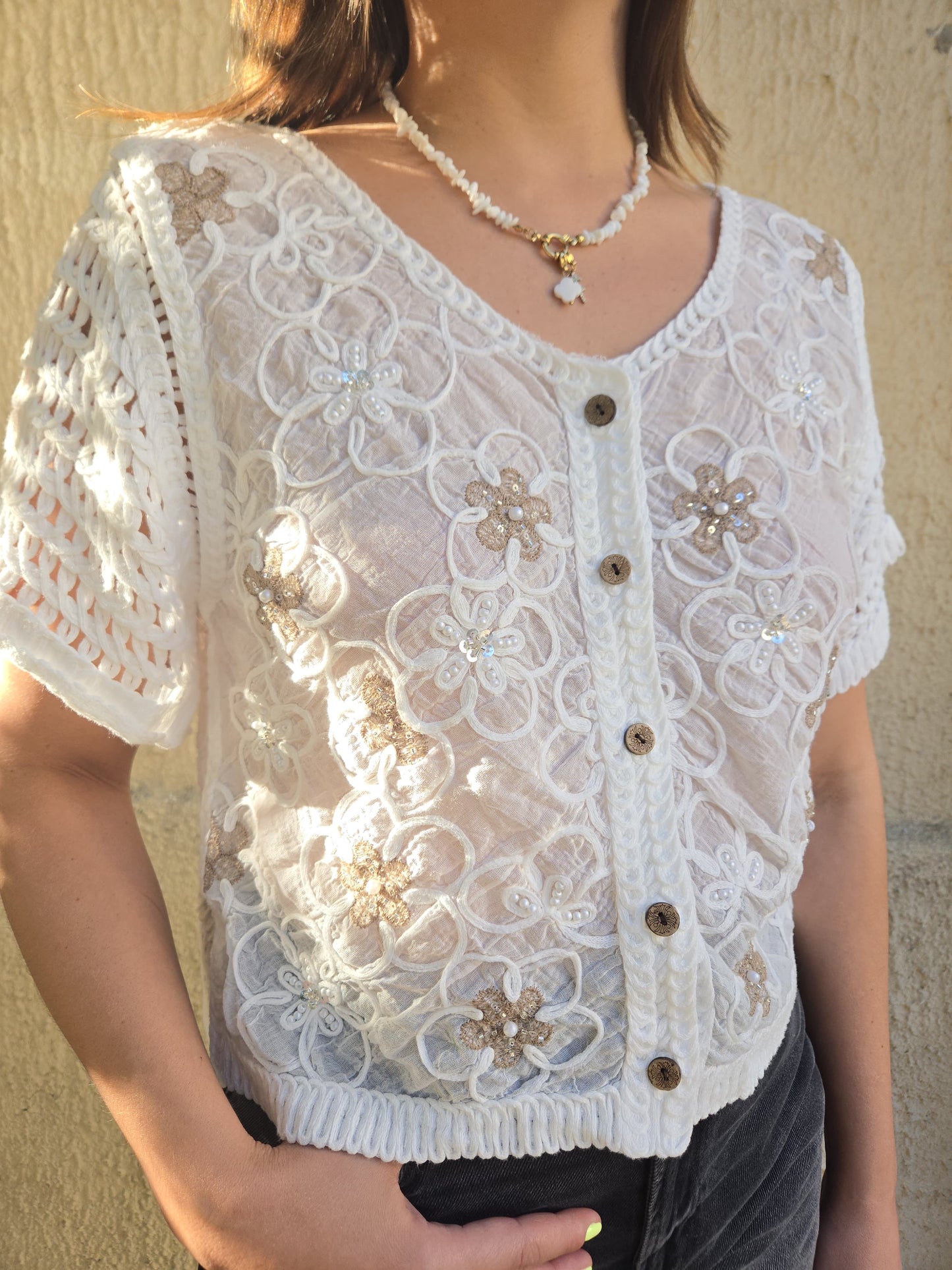 Gillet blanc crochet