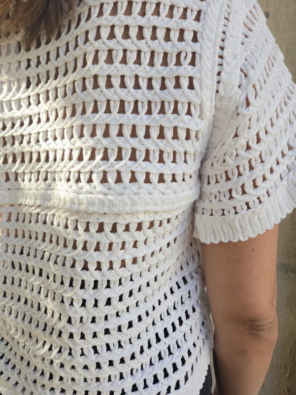 Gillet blanc crochet
