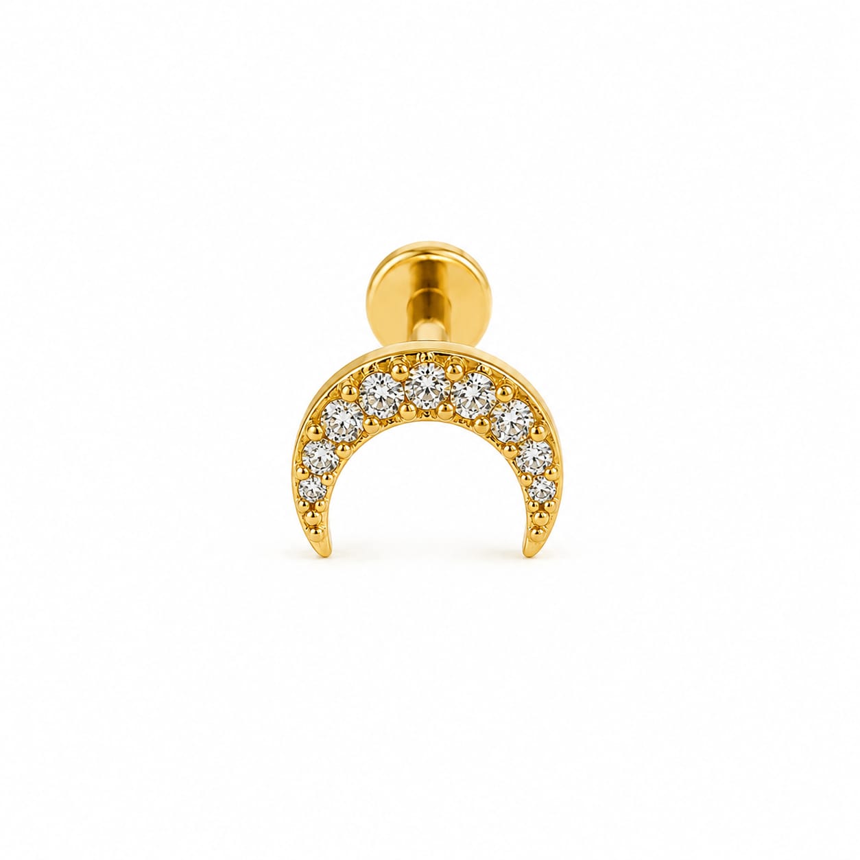 Piercing lune zircons - doré