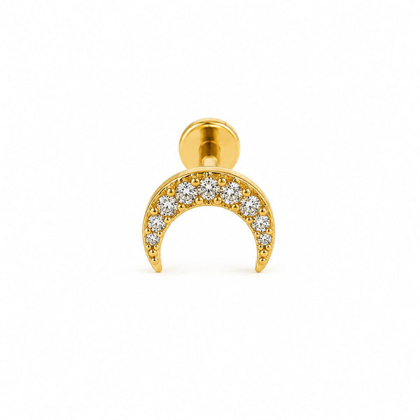 Piercing lune zircons - doré