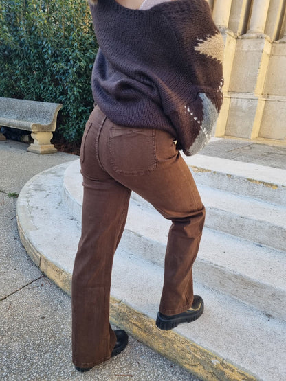 Pantalon taille haute chocolat