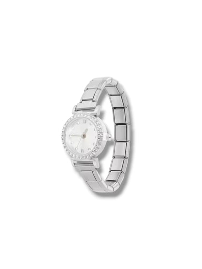 Montre Bracelet Italien à personnaliser – CHRONA – Argenté (cadran blanc)