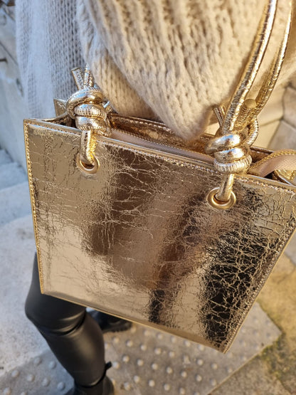 Sac rigide doré effet marbré