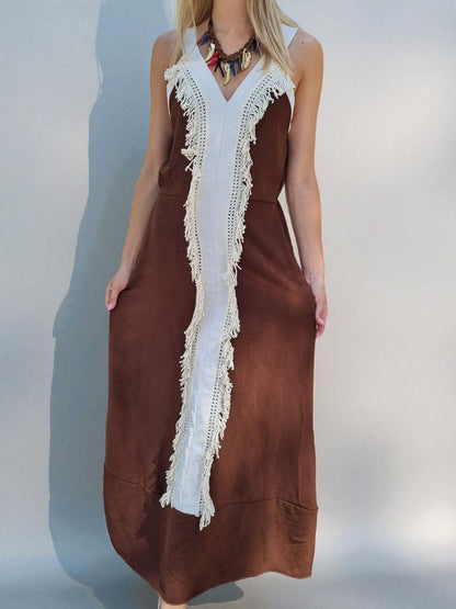 Robe longue ethnique - marron