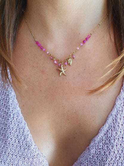 Collier asymétrique MARÉA - rose