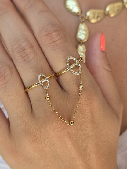 Double bague maille marine élégance